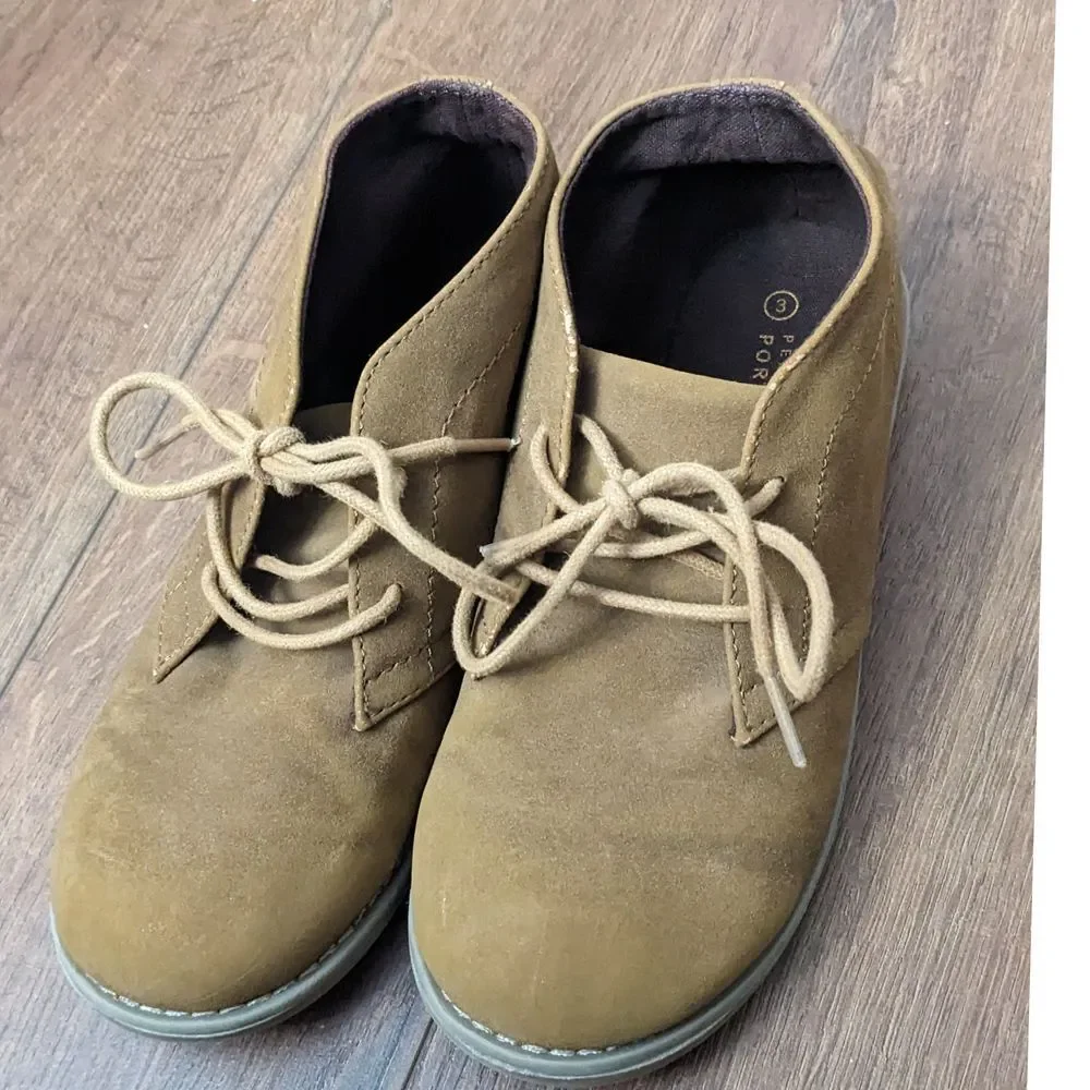 Classic Tan Suede Perry Ellis Boots Chukka Ankle Boots Lace-Up Comfort Shoes